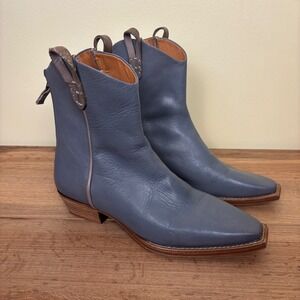 FREE PEOPLE We The Free Wesley Ankle Leather Boots Sky Blue Gray Women Size 9.5